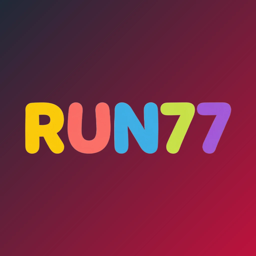 Playful entertainment logo for RUN77 with bright colors and rounded typography in a joyful modern style, designed as a horizontal rectangular wordmark with a transparent background Playful entertainment logo for RUN77 with bright colors and rounded typography in a joyful modern style, designed as a horizontal rectangular wordmark with a transparent background